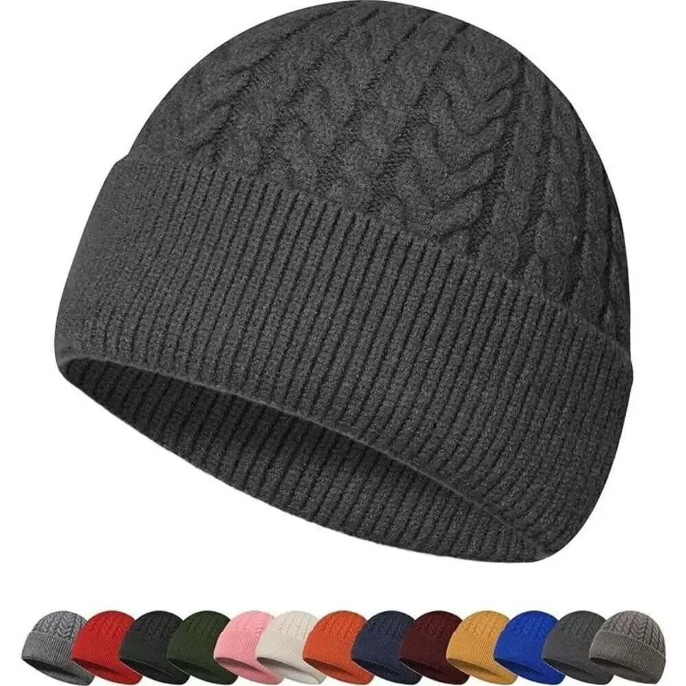 Dark Grey Knit Winter Beanie Hat